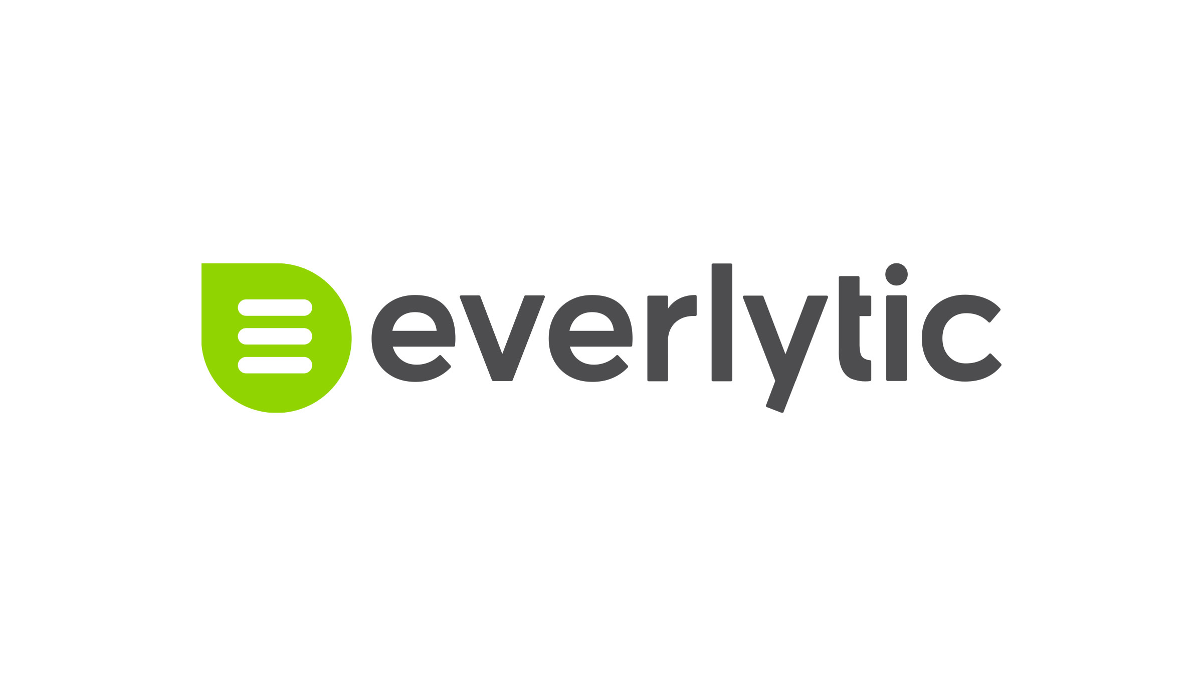 The redesigned Everlytic logo — green message mark and grey wordmark on a white background
