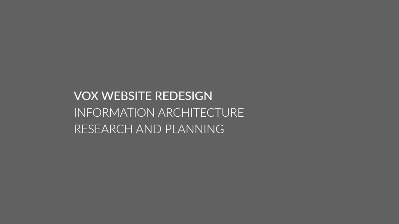 Vox Website Redesign — Information Architecture research and planning title card