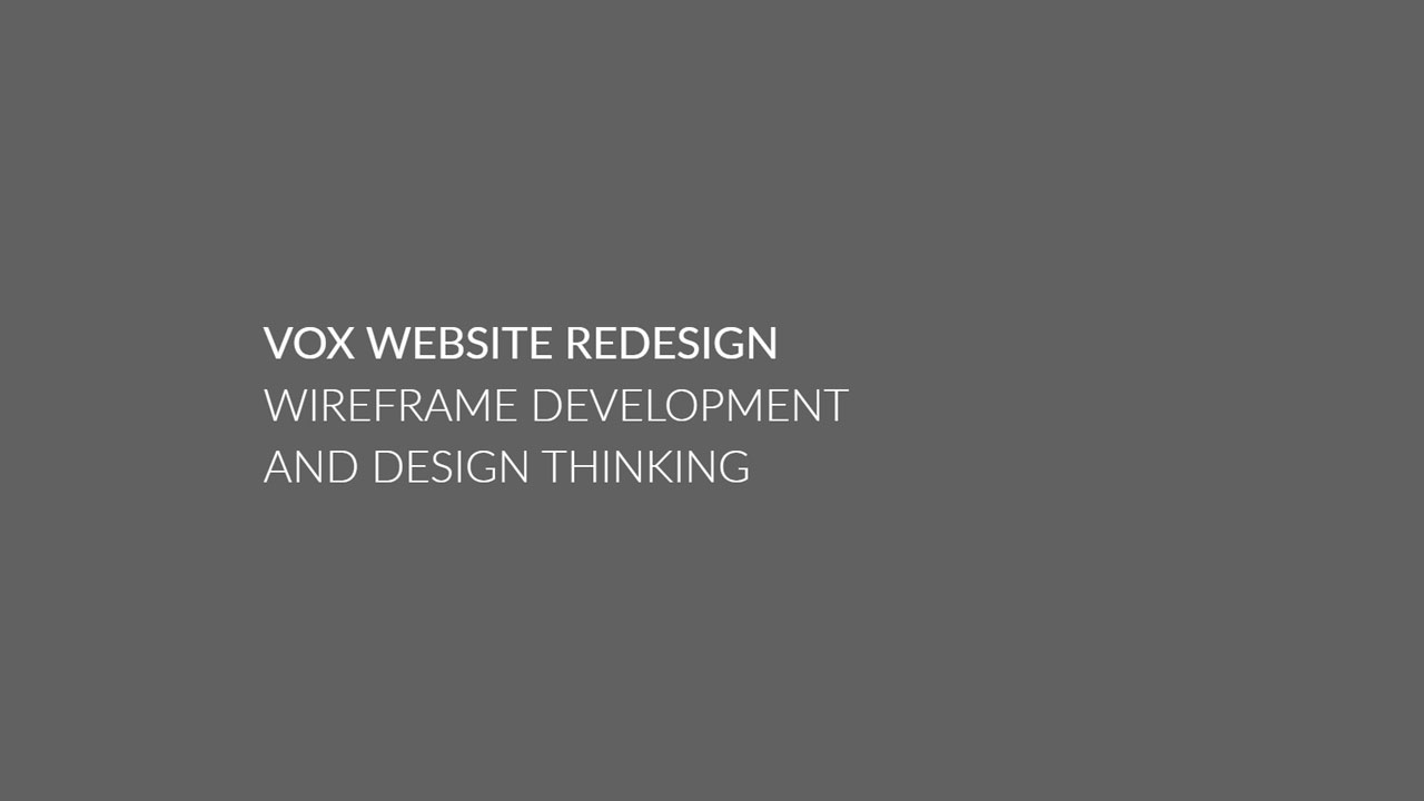 Vox Website Redesign — Wireframe Development and Design Thinking title card